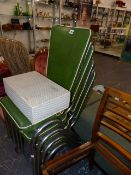 A SET OF FOUR CHROME FRAMED MID CENTURY CHAIRS.