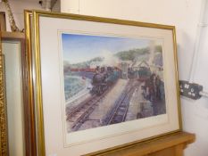 TWO SIGNED LIMITED EDITION PRINTS AFTER TERENCE CUNEO, TITLED "FESTINIOG WORKHORSES",