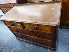 A GOOD QUALITY VICTORIAN WALNUT AND CEDAR LINED CHEST OF TWO SHORT AND TWO LONG DRAWERS.