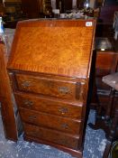 A GOOD QUALITY BURR WALNUT LADY'S WRITING BUREAU.