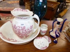 A WASH JUG AND BOWL TOGETHER WITH OTHER CERAMICS,ETC.