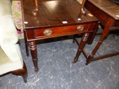 A VICTORIAN MAHOGANY PEMBROKE TABLE.