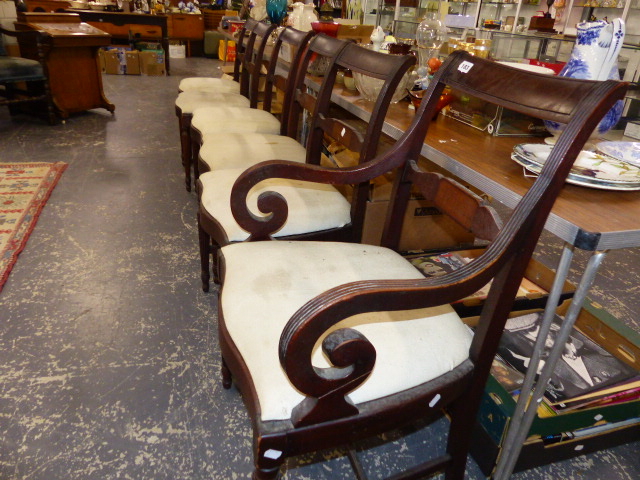 A SET OF SIX 19th.C.MAHOGANY DINING CHAIRS.