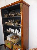 A FRENCH INLAID OPEN FRONT BOOKCASE.