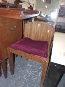 AN ART DECO DRESSING STOOL AND A MIRROR.