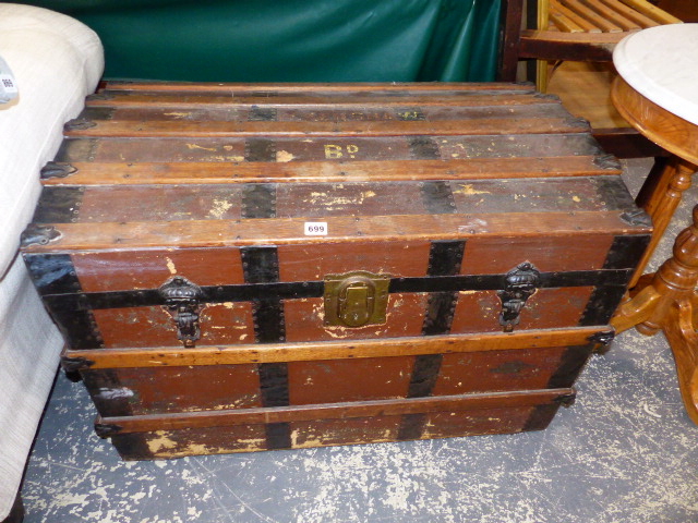 A DOME TOP SLATTED TRUNK.