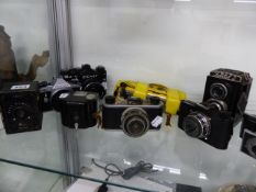 VINTAGE CAMERAS TO INCLUDE PENTAX, LIMITEL, KODAK,ETC.