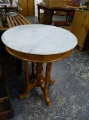 A MARBLE TOPPED OCCASIONAL TABLE.