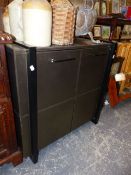 A LEATHER COVERED OFFICE CABINET.