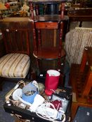 TWO OCCASIONAL TABLES, VARIOUS LAMPS,ETC.