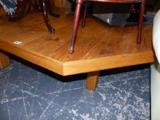 A LARGE PINE COFFEE TABLE.