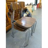 A SET OF FOUR RETRO STACKING KITCHEN CHAIRS.