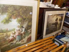 TWO LARGE EDWARDIAN COLOUR PRINTS.