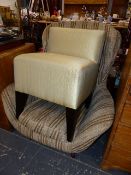 A RETRO SWIVEL CHAIR AND A STOOL.