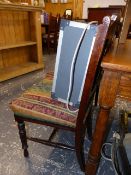 TWO LATE VICTORIAN SIDE CHAIRS AND A PATIO TABLE.