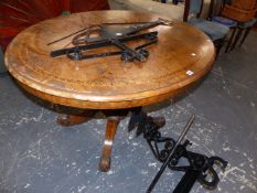 A VICTORIAN INLAID BREAKFAST TABLE.