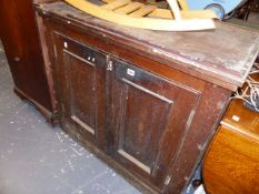 A SMALL PINE SIDE CABINET.