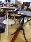 A STOOL AND TWO OCCASIONAL TABLES.