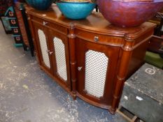 A TEAK SIDE CABINET.