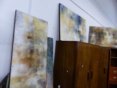 A GROUP OF FOUR ABSTRACT DECORATIVE PANELS.