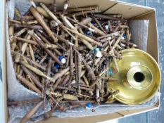 AN EXTENSIVE COLLECTION OF BOBBINS, A BRASS CHAMBER STICK AND ROYAL EPHEMERA.