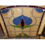 A GROUP OF LATE 19th/ EARLY 20th.C.LEADED STAINED GLASS WINDOW PANELS, VARIOUS. LARGEST 69 x