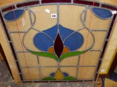 A GROUP OF LATE 19th/ EARLY 20th.C.LEADED STAINED GLASS WINDOW PANELS, VARIOUS. LARGEST 69 x