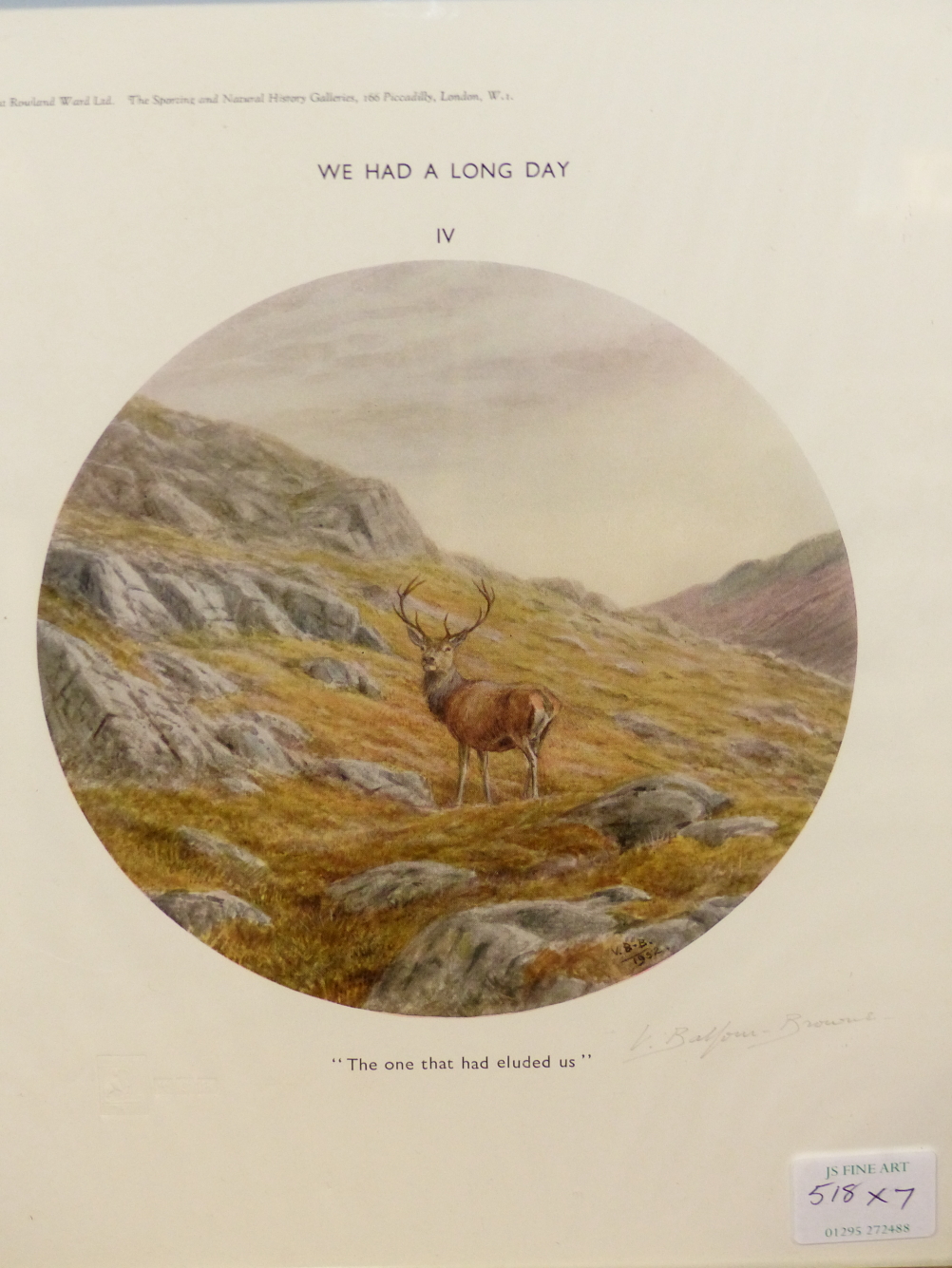 AFTER V.BALFOUR-BROWNIE. (1880-1963) SEVEN COLOUR PRINTS OF DEER IN THE HIGHLANDS, EACH PENCIL - Image 3 of 8