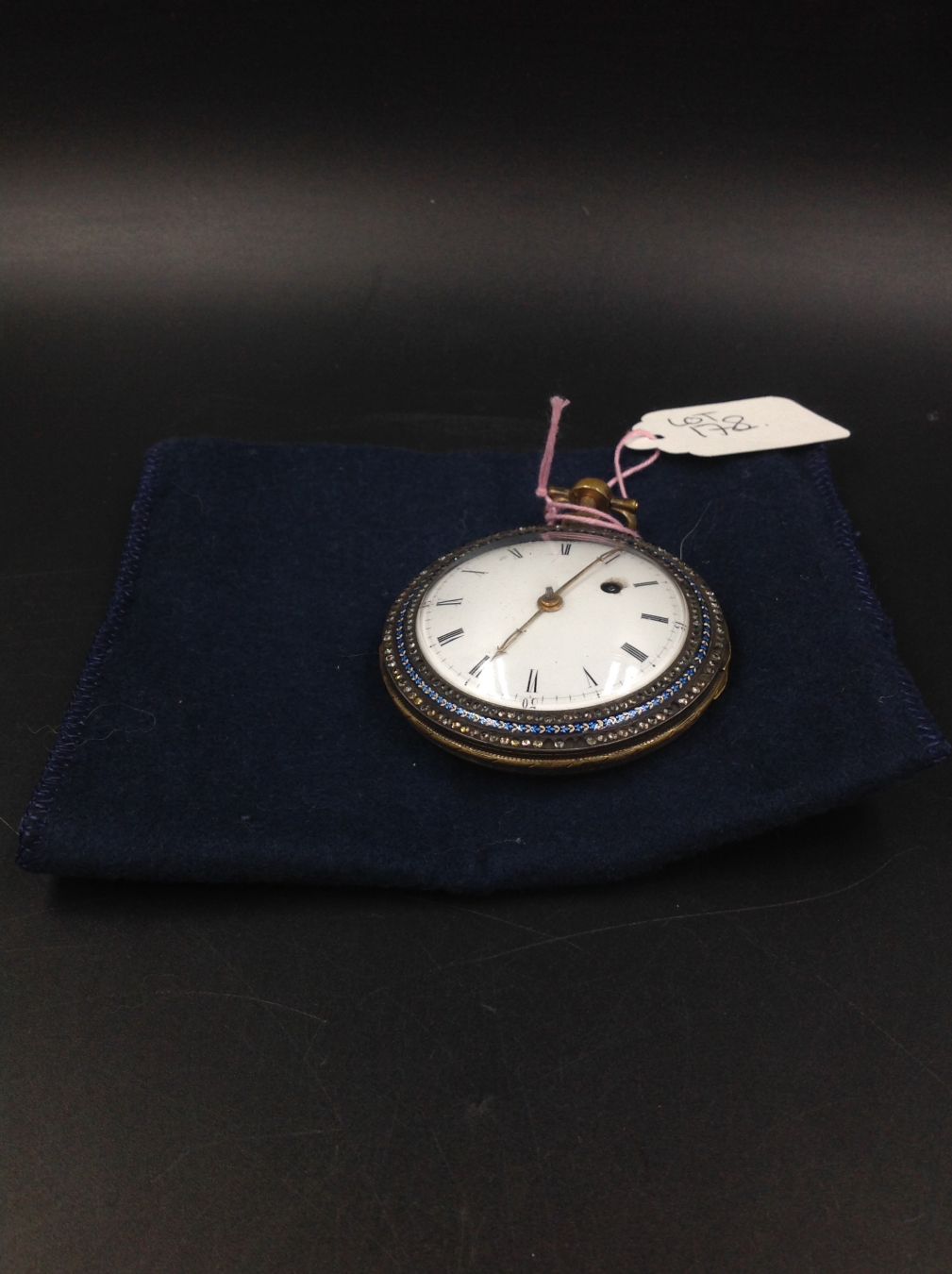 A GOOD LATE 18th/EARLY 19th.C. POCKET WATCH. UNSIGNED SINGLE FUSEE MOVEMENT. DOMED ENAMEL DIAL, - Image 6 of 6