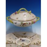 A HEREND SUPPER SET AND A COVERED TUREEN, EACH DECORATED WITH BIRDS AND BUTTERFLIES, THE SUPPER