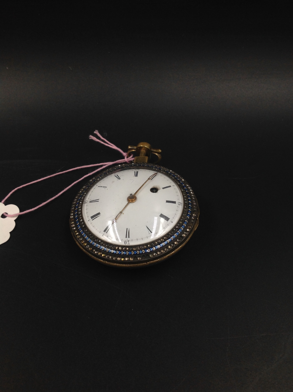 A GOOD LATE 18th/EARLY 19th.C. POCKET WATCH. UNSIGNED SINGLE FUSEE MOVEMENT. DOMED ENAMEL DIAL, - Image 2 of 6