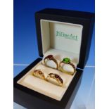 FOUR VARIOUS GEMSET ANTIQUE RINGS TO INCLUDE A 9ct CHESTER HALLMARK DATED 1910, AN 18ct EXAMPLE, A