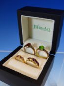 FOUR VARIOUS GEMSET ANTIQUE RINGS TO INCLUDE A 9ct CHESTER HALLMARK DATED 1910, AN 18ct EXAMPLE, A