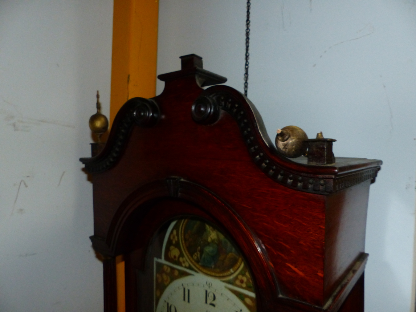 A 19th.C.OAK AND MAHOGANY LONG CASE CLOCK WITH PAINTED 12" DIAL, ARCH TOP DIAL SIGNED WILKINSON, - Image 8 of 8