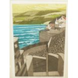 JOHN BRUNSDON. (1933-2014) ARR. ROBIN HOOD BAY, PENCIL SIGNED LIMITED EDITION COLOUR ETCHING. 48 x