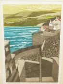 JOHN BRUNSDON. (1933-2014) ARR. ROBIN HOOD BAY, PENCIL SIGNED LIMITED EDITION COLOUR ETCHING. 48 x