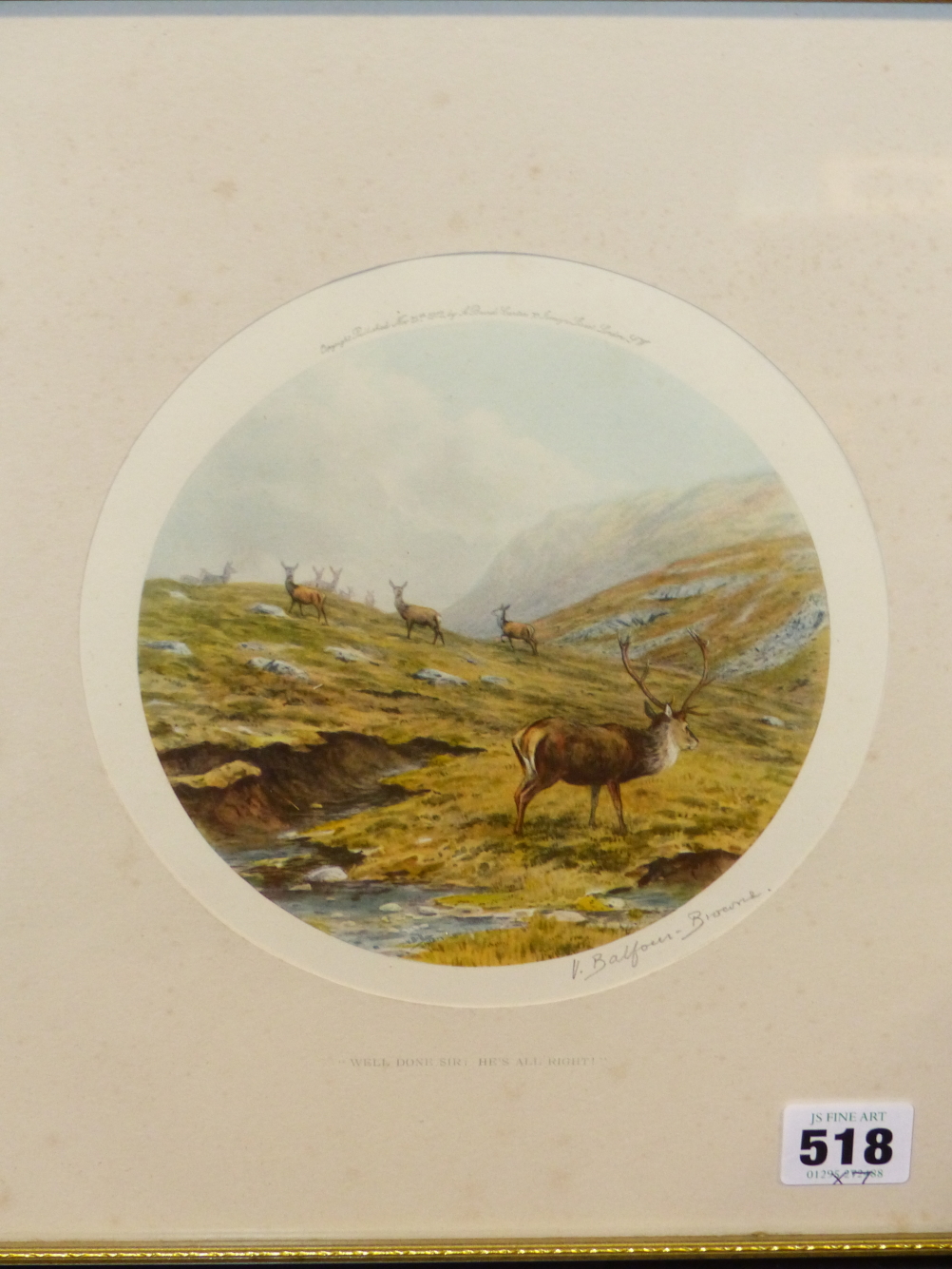 AFTER V.BALFOUR-BROWNIE. (1880-1963) SEVEN COLOUR PRINTS OF DEER IN THE HIGHLANDS, EACH PENCIL - Image 7 of 8