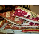 SIX NEEDLEPOINT SCATTER CUSHIONS.