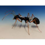 TWO NICHOLAS J BERRY WOOD METAL AND PLASTIC ANT MODELS, THE LARGER. W 44cms