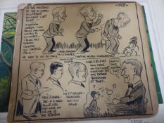 A NEB CARTOON IN BLACK INK DEPICTING COUNCILLORS AT AN ALLOTMENT MEETING. H 29.5 x 33.5cms. FOUR