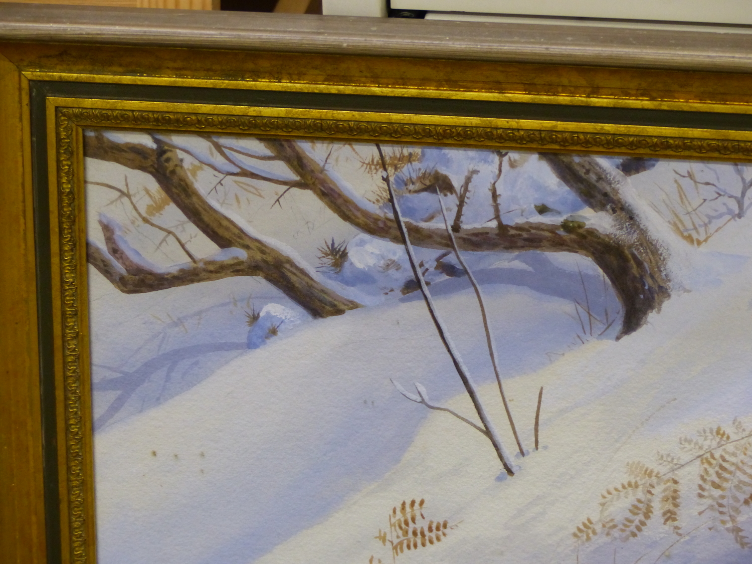 PHILIP RICKMAN. (1891-1982) ARR. WOODCOCKS IN SNOW, SIGNED AND DATED WATERCOLOUR WITH GALLERY - Image 3 of 16