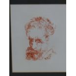 AFTER SALVADORE DALI. PORTRAIT OF MICHELANGELO, COLOUR PRINT WITH GALLERY LABEL VERSO. 26 x 20cms.