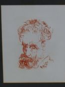 AFTER SALVADORE DALI. PORTRAIT OF MICHELANGELO, COLOUR PRINT WITH GALLERY LABEL VERSO. 26 x 20cms.