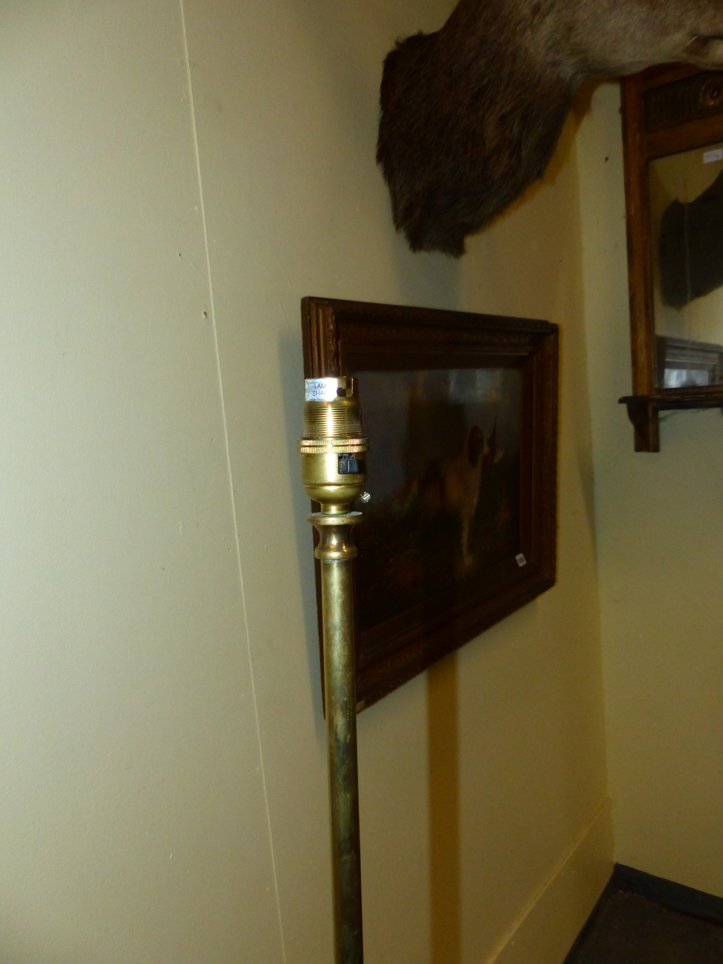 AN ANTIQUE AND LATER MAHOGANY AND BRASS STANDARD LAMP TOGETHER WITH A BESPOKE BRASS STANDARD LAMP, - Image 4 of 7