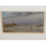 WILLIAM LIONEL WYLIE. (1851-1931) A COASTAL ESTUARY VIEW, SIGNED AND INDISTINCTLY DATED, OIL ON