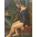 20th.C. BRITISH SCHOOL. THE BALLET DANCER, OIL ON BOARD. 80 x 61cms