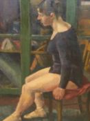 20th.C. BRITISH SCHOOL. THE BALLET DANCER, OIL ON BOARD. 80 x 61cms