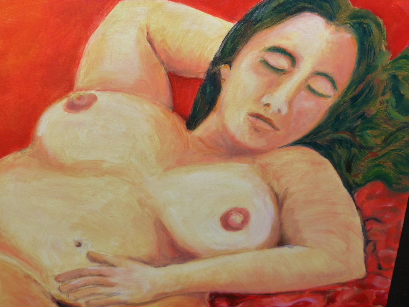 ISAACSON. 20th/21st.C. ARR. RECLINING NUDE, SIGNED AND DATED 2000, OIL ON BOARD. 55 x 71cms. - Image 10 of 12
