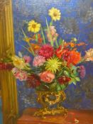 EARLY 20th.C.ENGLISH SCHOOL. SUMMER FLOWERS, SIGNED INDISTINCTLY OIL ON CANVAS. 77 x 64cms.