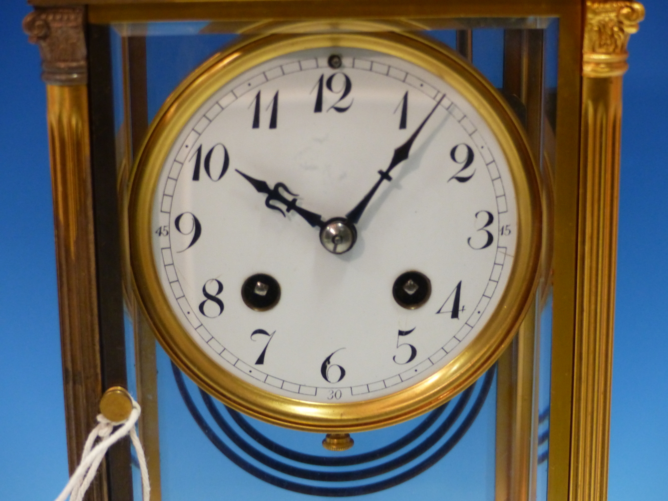 A FRENCH GILT METAL MOUNTED BEVELLED GLASS CASED MANTEL CLOCK STRIKING ON A COILED ROD, THE - Image 2 of 18